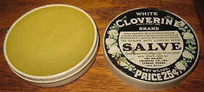 Vintage White Cloverine Brand Salve 25 Cent Tin Almost Full • $25