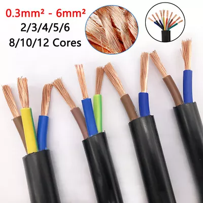 0.3-6mm² Flex Copper Wire 2/3/4/5/6/8/10/12-Core Electrical Cable PVC Insulation • $3.69
