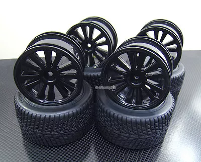 Front + Rear Rubber Radial Tire /w Inserts + Rim For Traxxas 1/16 E-Revo • $59.99