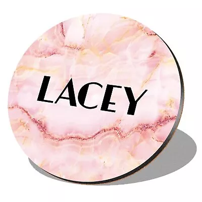 1 X Round Coaster - Name Lacey Marble Stone Texture Lettering #277116 • £4.99