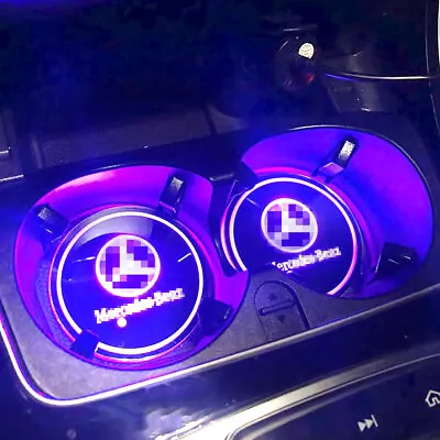 2x Auto USB LED RGB 7-Color ACE Class GLC Interior Cup Holder Coaster Lights • $12.90