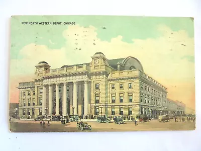 Vintage 1913 New North Western Railroad Station Depot Chicago Postcard • $6.99