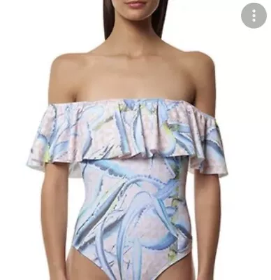 Sz XS Mara Hoffman One Piece Off Shoulder Agave Print Swimsuit • $27.50