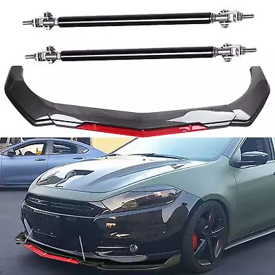 Front Bumper Lip Spoiler Splitter Body Kits Strut Rod For Dodge Dart Carbon • $119.99