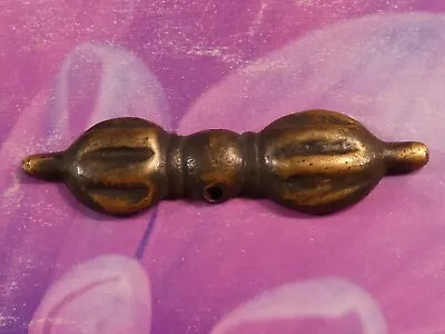 $4.25 • Buy Antique Vajra Brass Tibetan Bead 59.4 By 15.8 By 5.5 Mm Heavy With Dark Patina