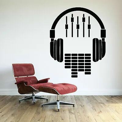 Headphones Wall Decal Music Sticker DJ Style Vinyl Mural Bedroom Decor • $79.95