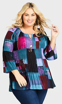 $20 • Buy Avenue By City Chic Womens Plus Size Fairview Top Long Sleeves - Purple Block