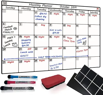 £16.79 • Buy Magnetic Calendar Monthly Planner Whiteboard, Fridge, Wall Or Cupboard Mounting
