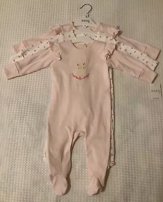 Matalan Baby Girl Sleepsuit X 3 Age 0-3 Months - NEW • £10
