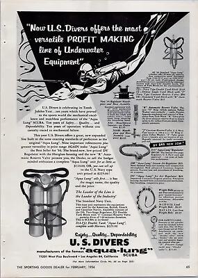 1956 U.S. Divers Aqua-Lung Scuba Equipment Print Ad • $10.89