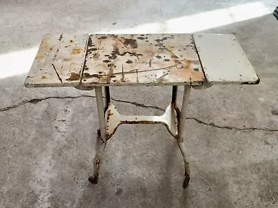 Vintage Industrial Metal Typewriter Table Stand Desk Rolling Drop Sides • $80