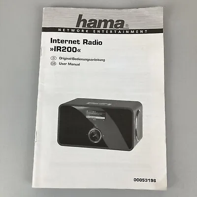 HAMA Internet Radio IR200 - USER INSTRUCTION MANUAL ONLY • £4.99