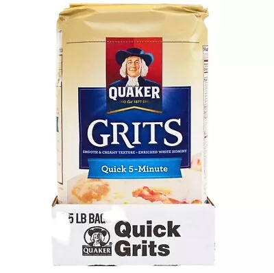 Quaker Quick Grits 5 Lb Paper Sack White Hominy Jumbo Family Size Prepper Pantry • £17.87