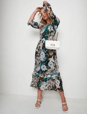 $43.44 • Buy Rockmans Elbow Sleeve Printed Dobby Maxi Dress Womens