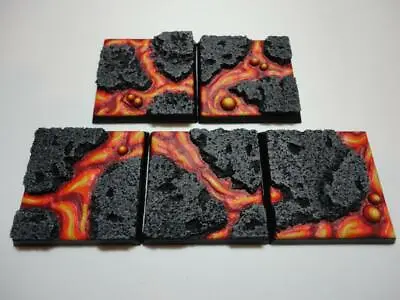 40mm PAINTED Square Resin Bases X5 Lava Warhammer  • £12