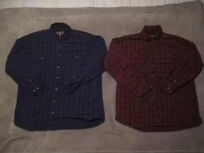 Lot Of (2) DULUTH TRADING Mens XLT XL TALL Flannel Plaid Button Heavy Red + Blue • $39.99