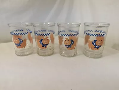 4 Vintage Swanky Swig Bama Jelly Jar 3 Pigs W Bandanas Juice Glass 4  ANIMAL Pig • $28.32