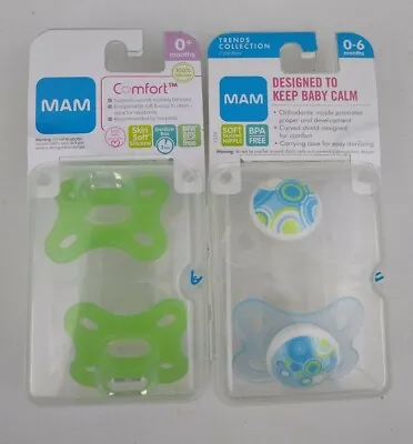 Mam Pacifier Lot 4 Trends Collection Blue Green Comfort 0+ • $14.99