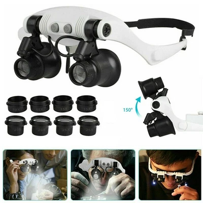 £16.45 • Buy Magnifying Glass Lens LED Light Lamp Visor Loupe Jeweler Magnifier LED Light New