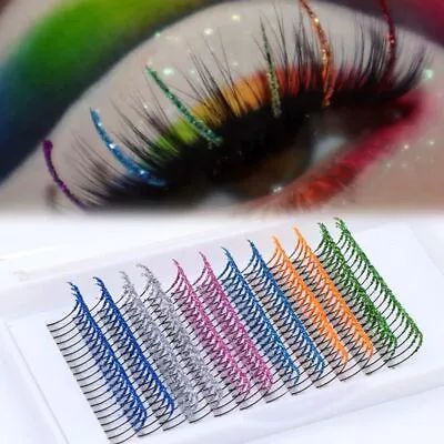 Individual Cluster Eyelashes Fake Color Lashes Glitter Colored Eyelashes • £5.20