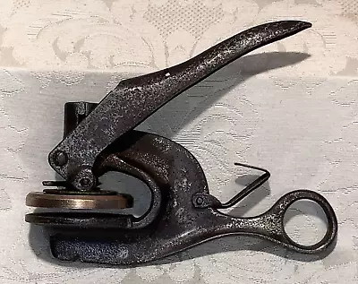 Vintage  The Aluminum  Hand Press Embosser Notary Seal Stamp - ME Cunningham Co. • $24.50