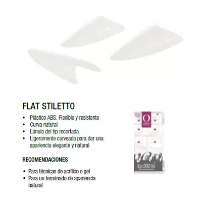 Organic Nails TIP FLAT STILETTO ORG CAJA CON 200 SURTIDO • $18