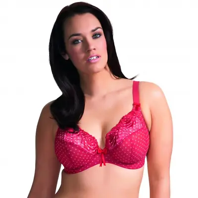 ELOMI SIDE SUPPORT PLUNGE BRA UK Size 36D   Red BETTY UNDERWIRED  8170   • $27.35