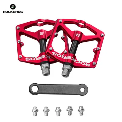 RockBros Bicycle Pedals Road Bike MTB Carbon Fiber Sealed Bearings Pedals Red • $27.89