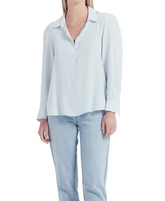 VIKTORIA & WOODS Pale Blue Beethoven Silk Shirt Size 2 (10) RRP $420 • $280