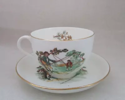 Vintage 🎣 Hammersley Fly Fishing MOUSTACHE Breakfast CUP & SAUCER Factory 2nd! • $19.95