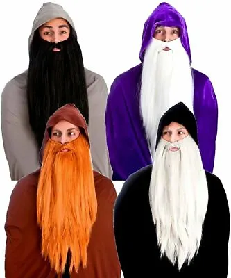 Long Fake Beard Adult Wizard Gandalf Merlin Dumbledore Facial Hair Halloween • £9.95
