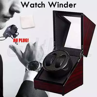 Automatic Watch Winder Dual Watch Wood Display Box Storage Battery AU Plug Gift • $58.45