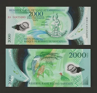 VANUATU 2000 Vatu 2014 P-14 Prefix AA Beautiful Polymer Note Original UNC • $37.50