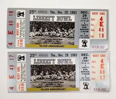 Lot Of 2 Vintage College Football Ticket 25th ANNUAL LIBERTY BOWL 1983 Unused • $77.99