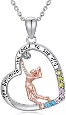 Volleyball Necklace 925 Sterling Silver Pendant Jewelry Gifts For Women Girls • $93.56