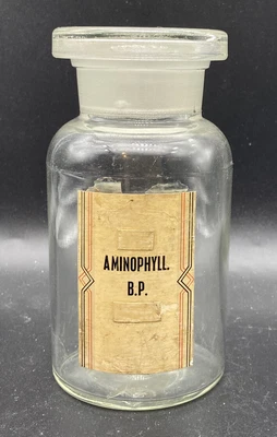 £10 • Buy Vintage Clear Glass Chemist/ Apothecary Bottle With Label And Glass Stopper