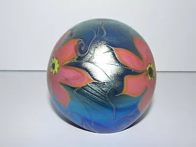 Signed Vandermark Floral Iridescent Art Glass Paperweight 896-2 • $174.99