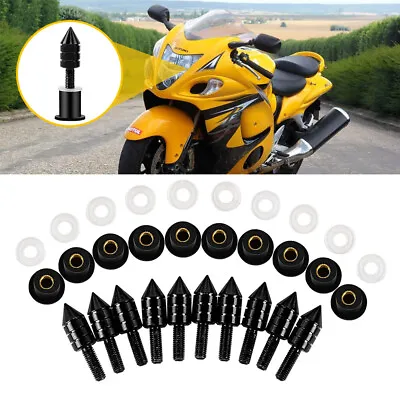 Black Universal Motorcycle WindScreen Spike Bolt 5mm Screw Windshield Accessorie • £7.49