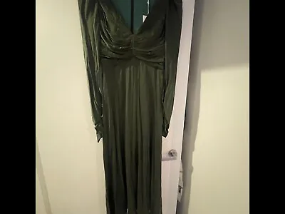 Zimmermann Sample Sueded Silk Green Olive Long Dress Size 1 AU 8 • $87