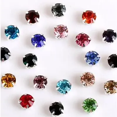 100 Silver Mixed Color Crystal Glass Rose Montees 6mm Sew On Rhinestones Beads • $3.34
