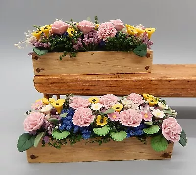 Garden Flowers In Planter Boxes Dollhouse Miniature 1:12 • $9.99