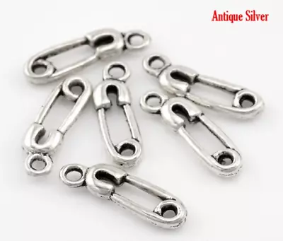 25 X Safety Nappy Pin Charms -19mm X 6mm Silver  - Charity Sale • £2.29