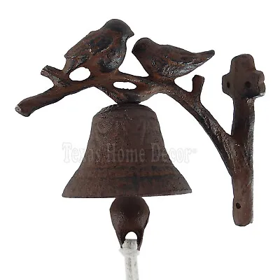 Birds On Tree Dinner Bell Cast Iron Wall Mounted Antique Style Rustic Finish • $22.95