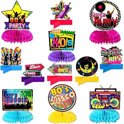 12 Pcs 80s Theme Party Decor Honeycomb Centerpieces 1980s Table Topper Decor • $16.21