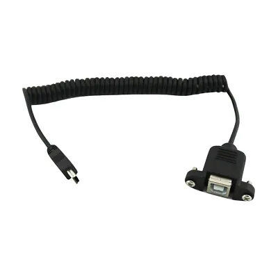 USB 2.0 B Female Panel Mount To Mini USB 5 Pin Male Coiled Spiral Adapter Cable • $3.36