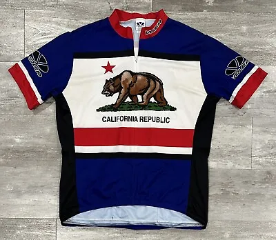 Voler Cycling Jersey Shirt Mens XL Blue California Republic Bear State Flag USA • $21.49