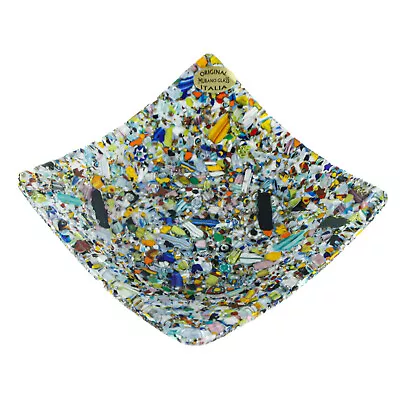 Murano Glass Plate Multi Coloured Square Millefiori Murrina Venice 13cm X 13cm • $45.72