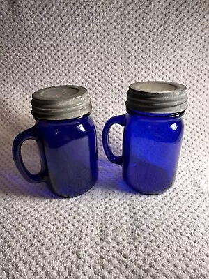 Two Cobalt Blue Mason Jar Mugs • $9.99