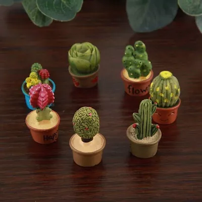 Tiny Cactus Miniature Succulent Plants Pot Dollhouse Decoration Plant (7 Pcs) DD • $7.04