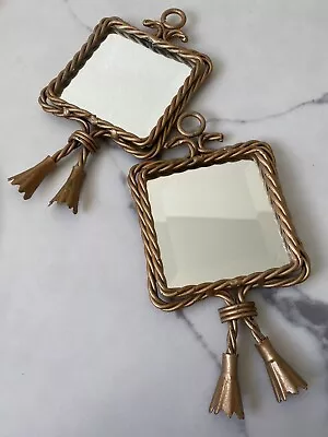 Vintage Twisted Rope Beveled Metal Mirror Tassles Homco Home Interior 9” X 5” • $29.99